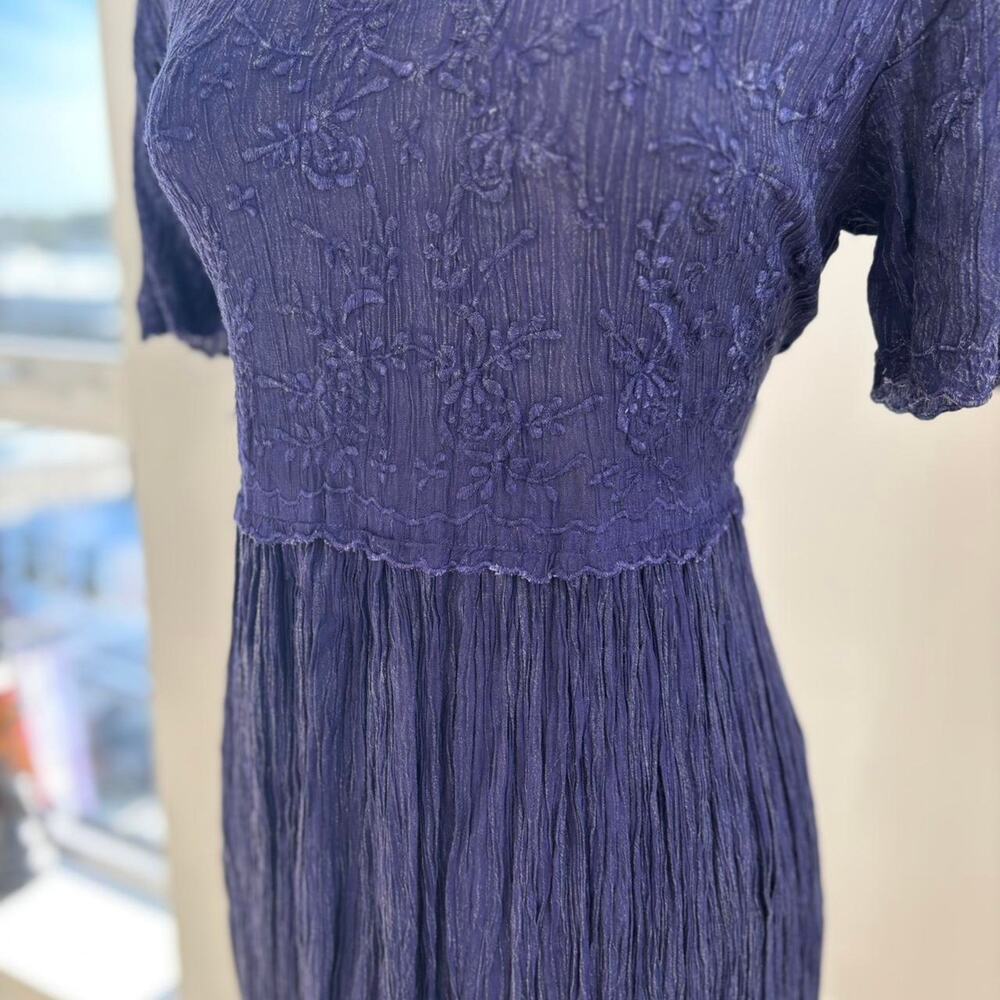 All That Jazz Purple/Blue Pleated Ruffle Maxi Dancing Dress Medium - Picture 4 of 7